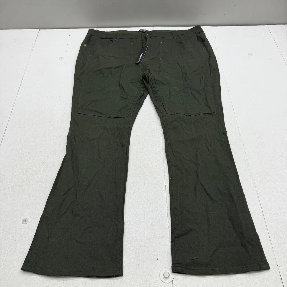 Fashion Nova Pants Womens Plus 3X Olive Headed West Straight Leg Twill Stretch